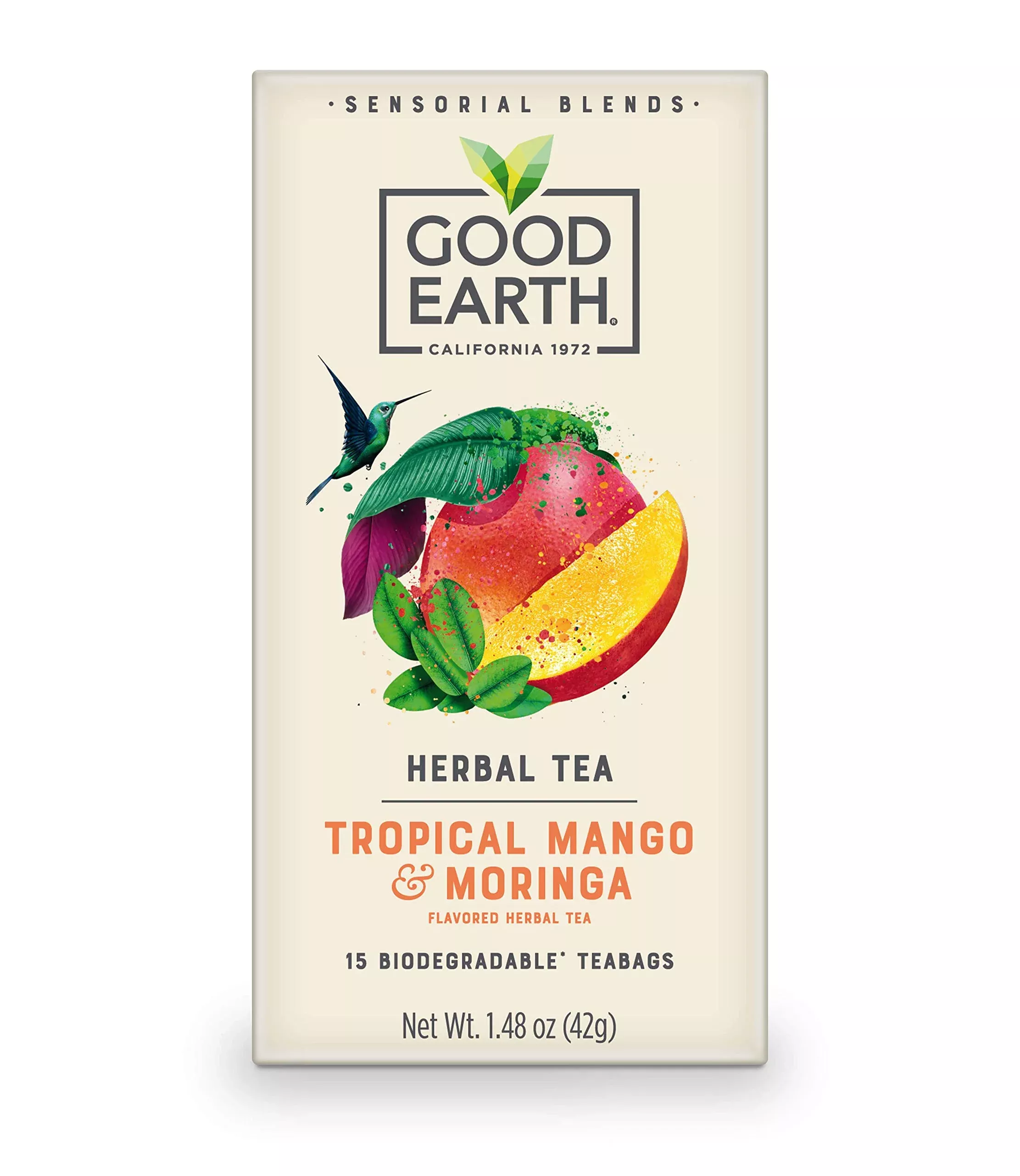 Good Earth Sensorial Blends Tropical Moringa & Mango Herbal Tea, 15Cou