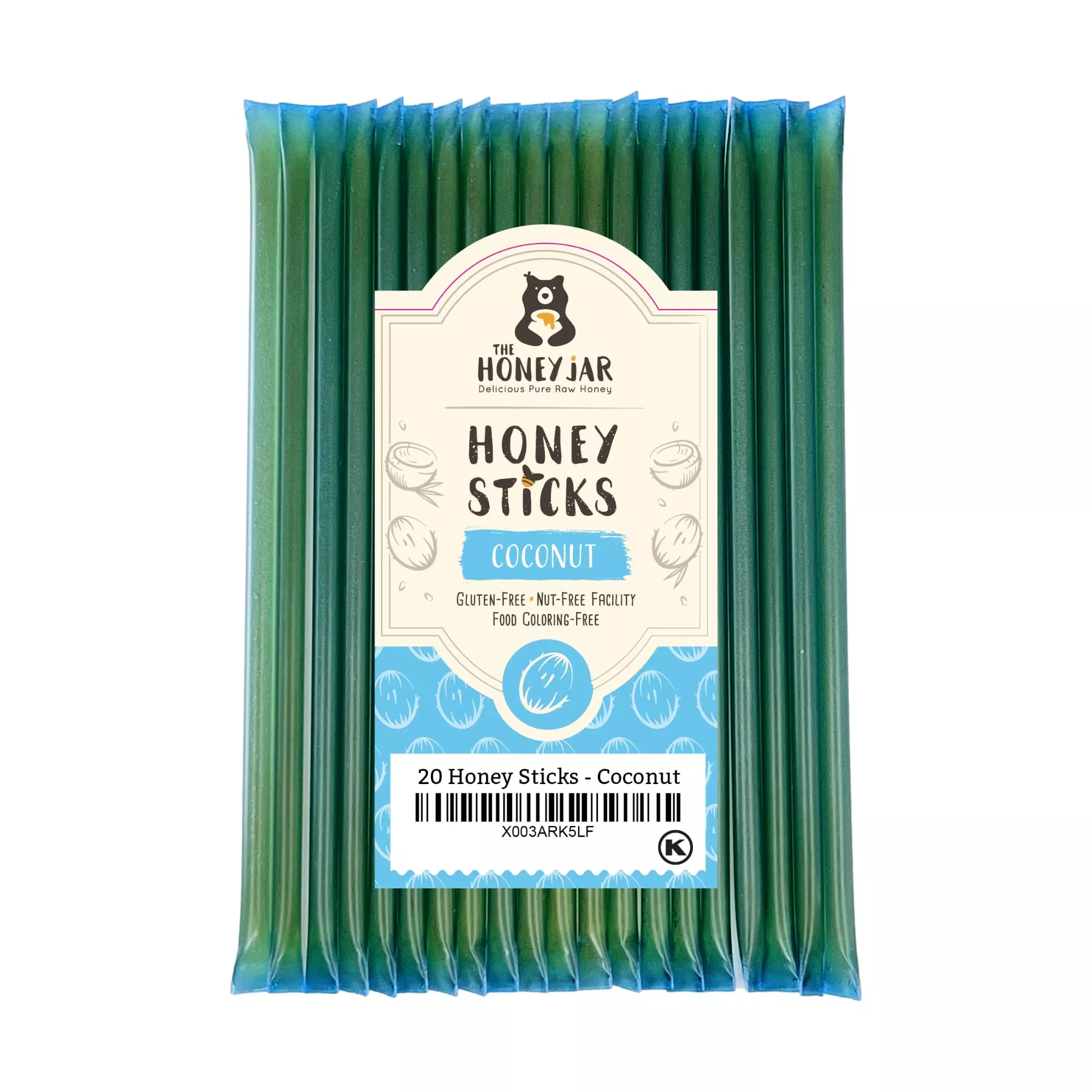 The Honey Jar coconut Flavored Raw Honey Sticks - Pure Honey Straws Fo