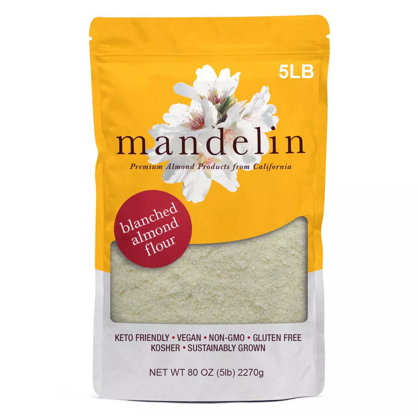 Mandelin Grower Direct Blanched Almond Flour (5 lb), Non-GMO, Gluten F