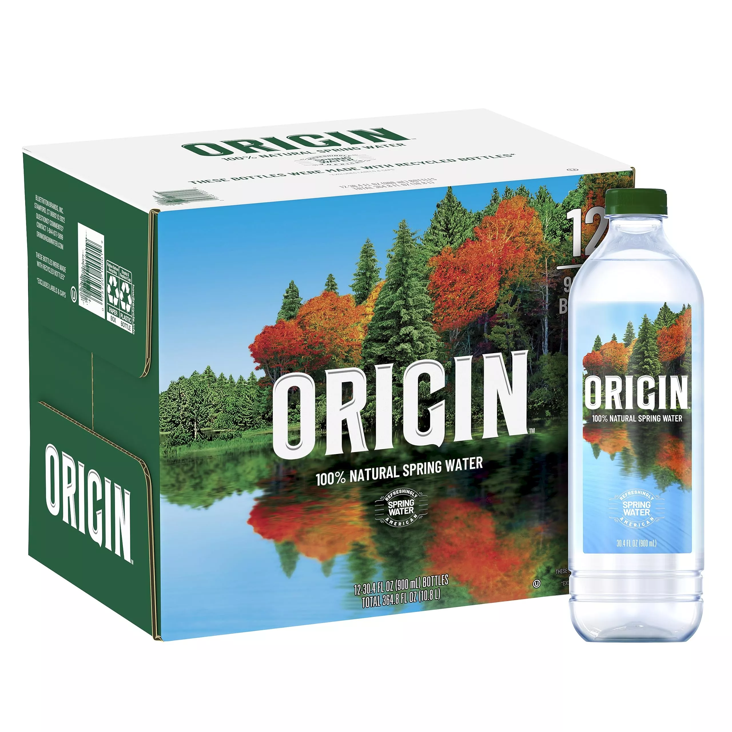ORIGIN Natural Spring Water, 900 mL, 30.4 Fl Oz, Recycled Plastic Bott